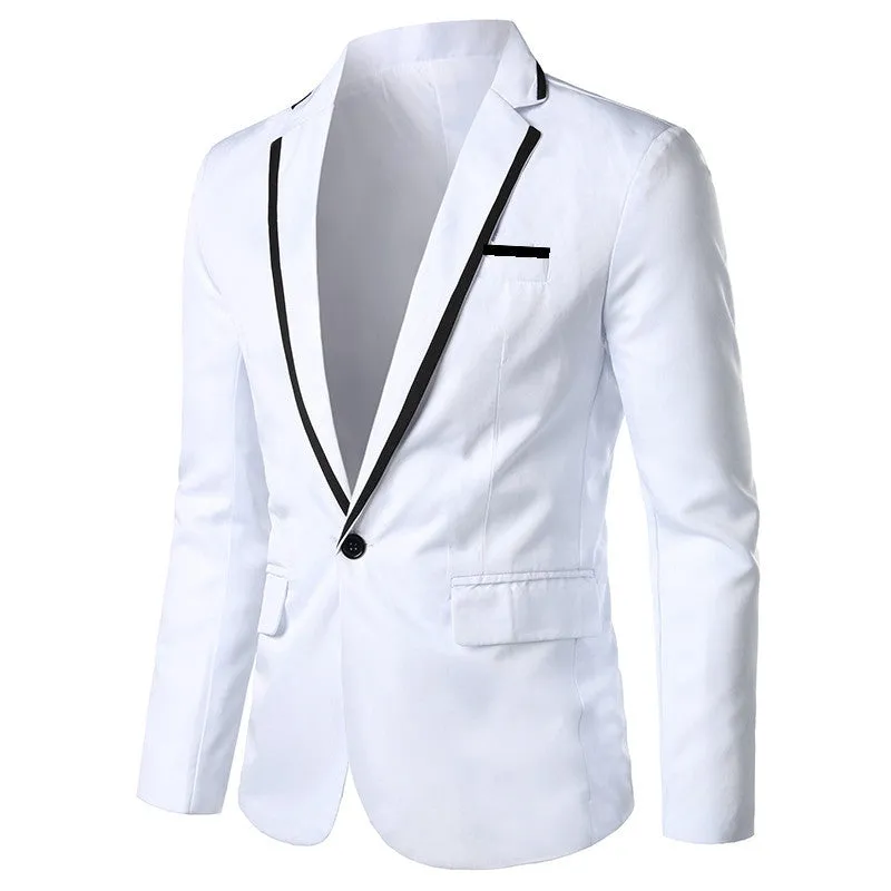 Tailored Fit Notched Lapel Single Breasted One-button Solid Colored Men's Formal Jacket sold by Lavetir