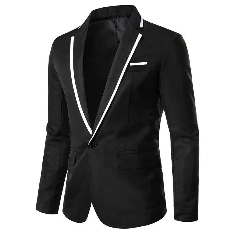 Tailored Fit Notched Lapel Single Breasted One-button Solid Colored Men's Formal Jacket sold by Lavetir product image thumbnail 3