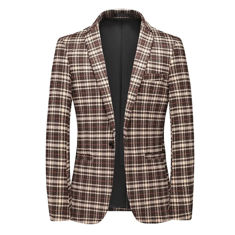 Tailored Fit Notched Lapel Single Breasted One-button Checked Men's Classical Jacket sold by Lavetir product image thumbnail 5