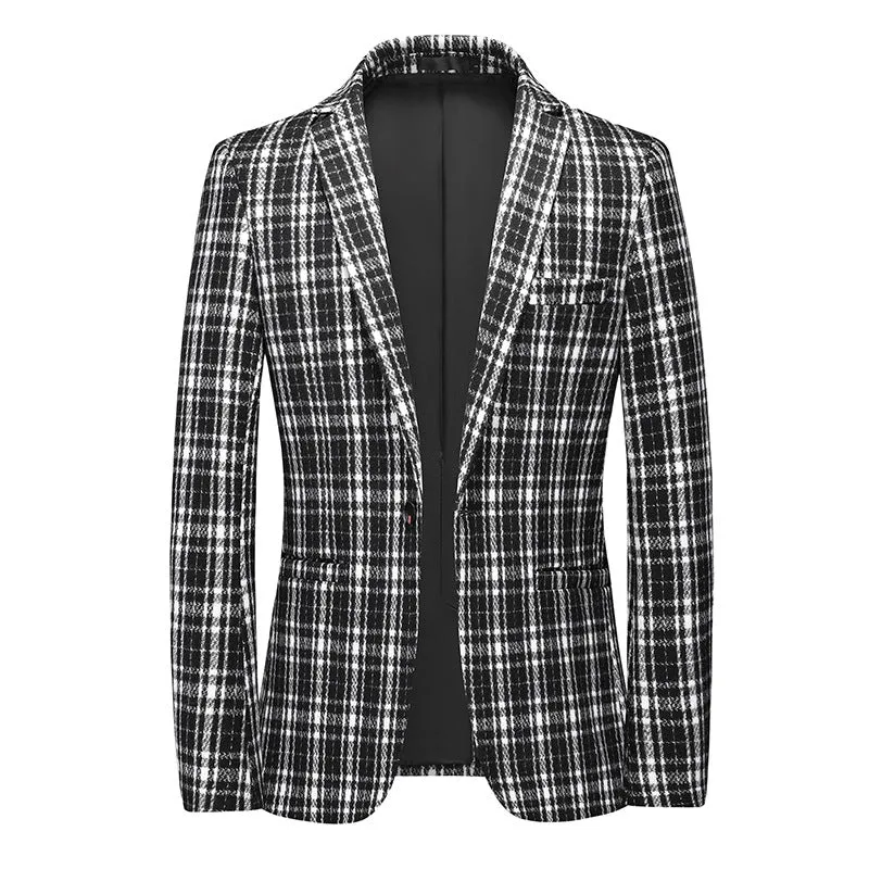 Tailored Fit Notched Lapel Single Breasted One-button Checked Men's Classical Jacket sold by Lavetir product image thumbnail 3