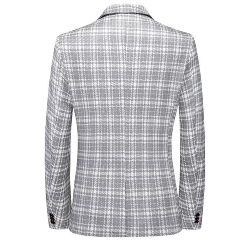 Tailored Fit Notched Lapel Single Breasted One-button Checked Men's Classical Jacket sold by Lavetir product image thumbnail 2
