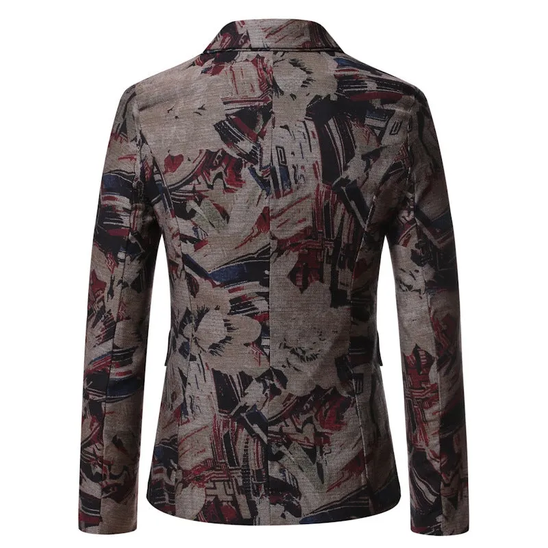 Tailored Fit Notched Lapel Single Breasted One-button Stylish Printed Men's Jacket sold by Lavetir product image thumbnail 2