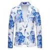 Tailored Fit Notch Single Breasted One-Button Printed Rose Men's Party Jacket sold by Lavetir