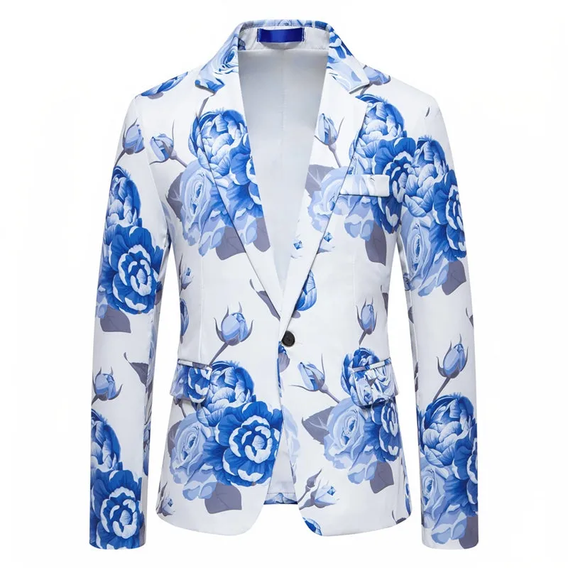 Tailored Fit Notch Single Breasted One-Button Printed Rose Men's Party Jacket sold by Lavetir product image thumbnail 4