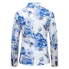 Tailored Fit Notch Single Breasted One-Button Printed Rose Men's Party Jacket sold by Lavetir