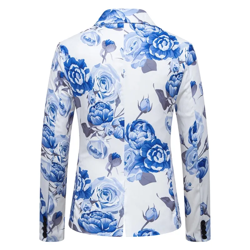 Tailored Fit Notch Single Breasted One-Button Printed Rose Men's Party Jacket sold by Lavetir product image thumbnail 5