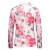 Tailored Fit Notch Single Breasted One-Button Printed Rose Men's Party Jacket sold by Lavetir