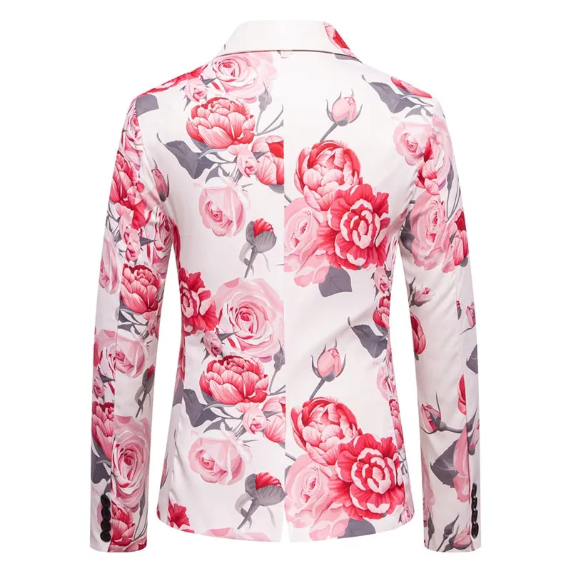 Tailored Fit Notch Single Breasted One-Button Printed Rose Men's Party Jacket sold by Lavetir product image thumbnail 3