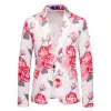 Tailored Fit Notch Single Breasted One-Button Printed Rose Men's Party Jacket sold by Lavetir