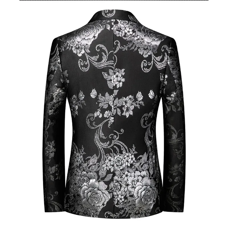Tailored Fit Notched Lapel Single Breasted One-button Printed Men's Elegant Jacket sold by Lavetir product image thumbnail 5