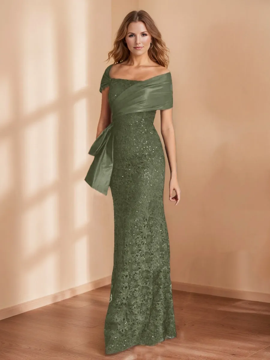 Sheath/Column Off the Shoulder Lace Mother of the Bride Dresses with Cape sold by Lavetir