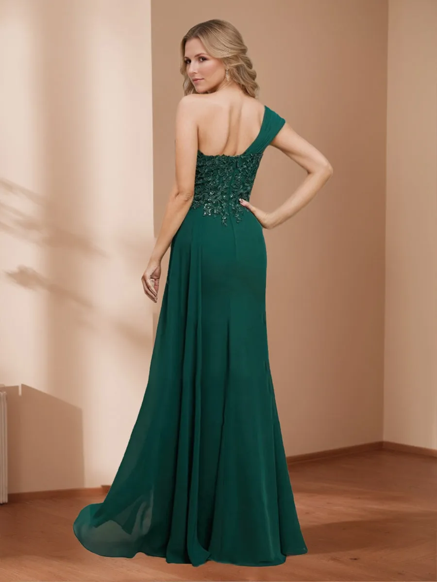 Trumpet/Mermaid One-Shoulder Sequin Appliques Mother of the Bride Dresses Split Side sold by Lavetir product image thumbnail 2