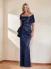 Sheath/Column Off-the-Shoulder Floor-Length Warp Mother of the Bride Dresses sold by Lavetir