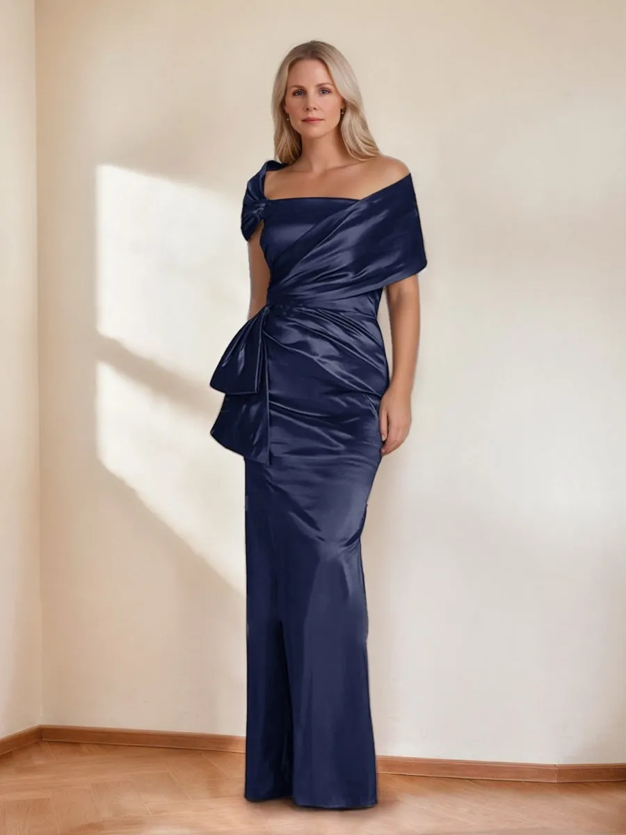 Sheath/Column Off-the-Shoulder Floor-Length Warp Mother of the Bride Dresses sold by Lavetir