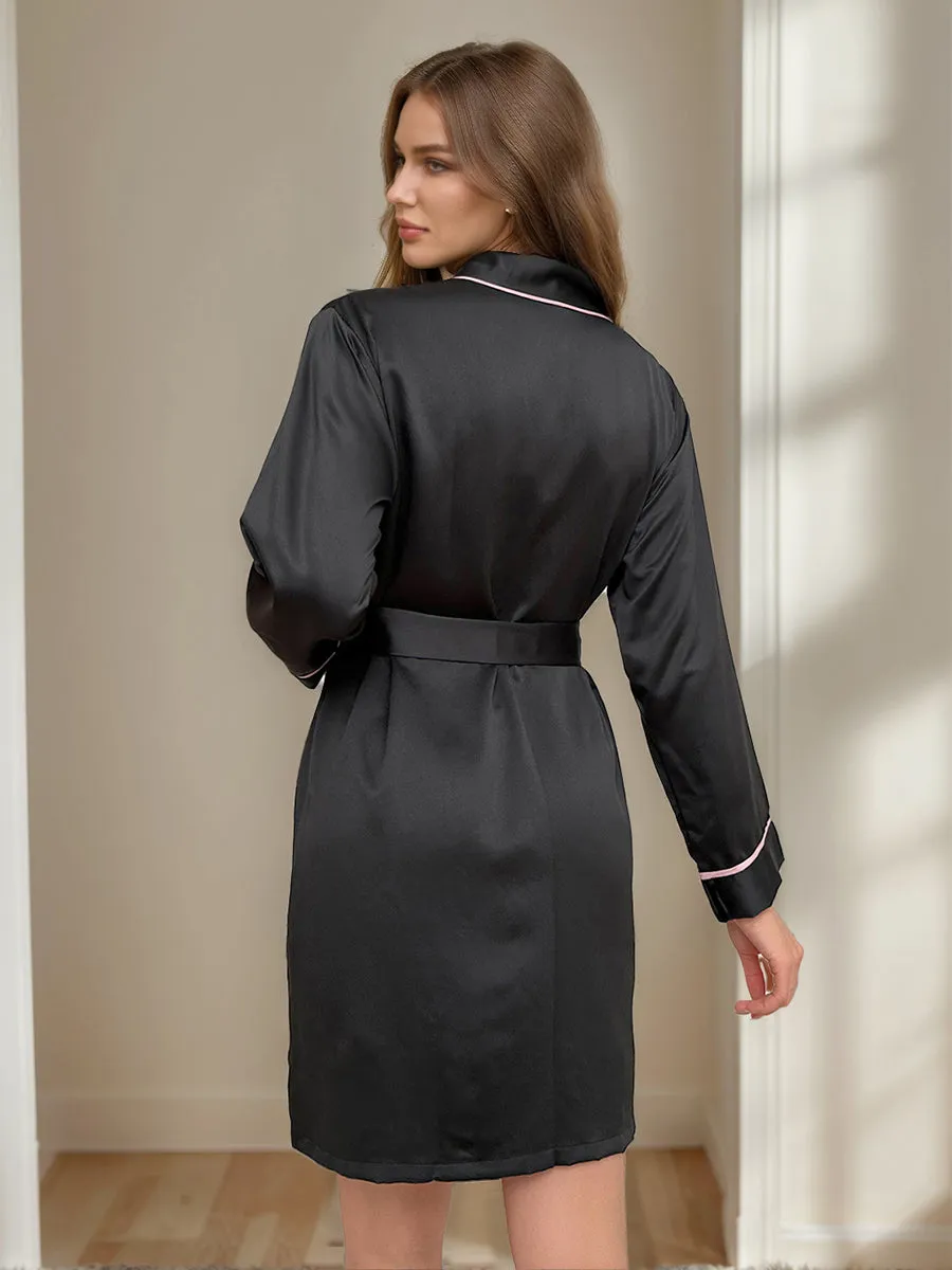 Women's V-Neck Long Sleeves Knee Length Solid Colored Minimalist Bride Robes sold by Lavetir product image thumbnail 2