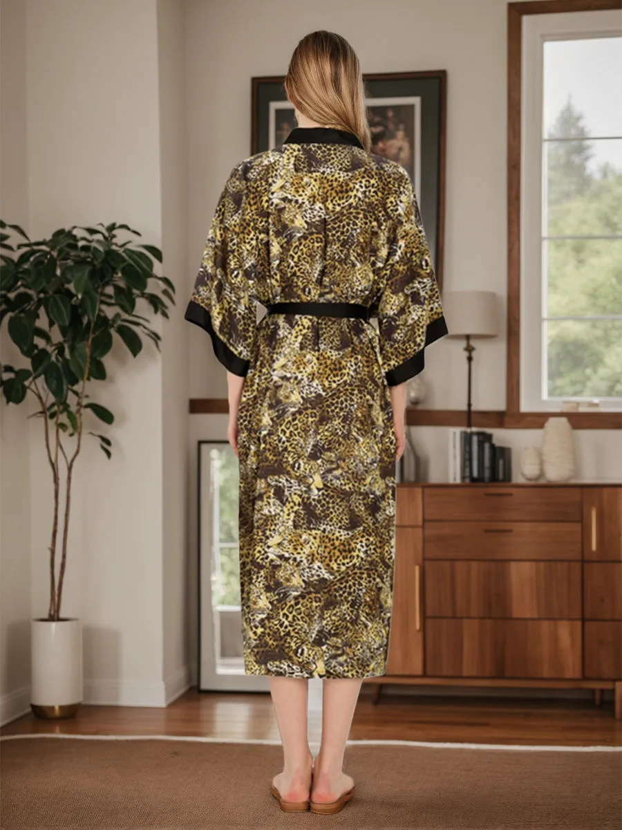 Hand Painted Wild Leopard Printed Long Women's Robes sold by Lavetir product image thumbnail 2