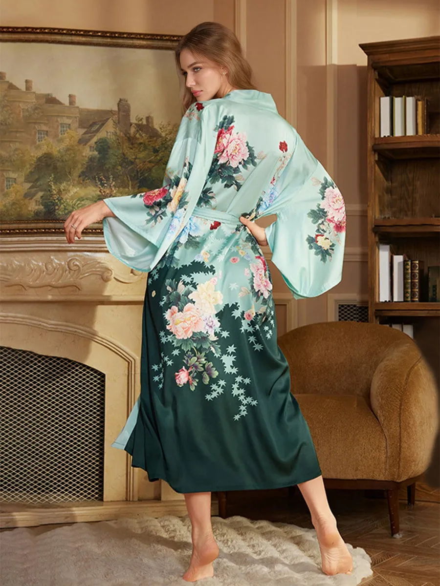 Hand Painted Colorful Floral Long Elegant Women's Robes sold by Lavetir product image thumbnail 2