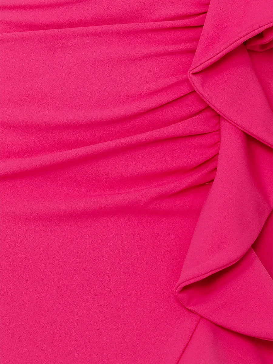 Sheath/Column One-Shoulder Sleeveless Short Classic Homecoming Dresses with Ruffles sold by Lavetir product image thumbnail 3