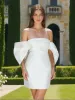Sheath/Column Off-the-Shoulder Short Sleeves Mini Ruched Homecoming Dresses sold by Lavetir