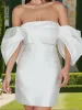 Sheath/Column Off-the-Shoulder Short Sleeves Mini Ruched Homecoming Dresses sold by Lavetir