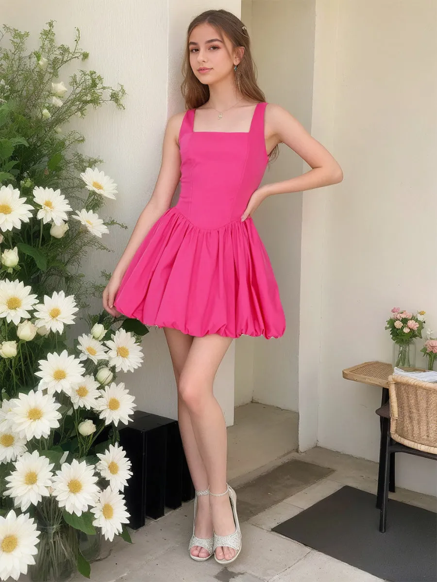 A-Line/Princess Square Neck Sleeveless Short Pleated Homecoming Dresses sold by Lavetir product image thumbnail 3