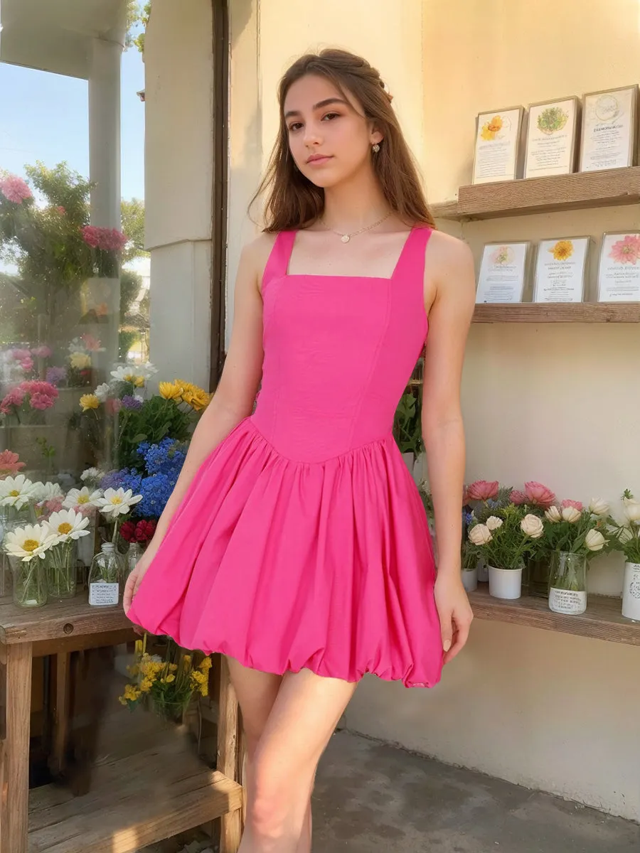 A-Line/Princess Square Neck Sleeveless Short Pleated Homecoming Dresses sold by Lavetir