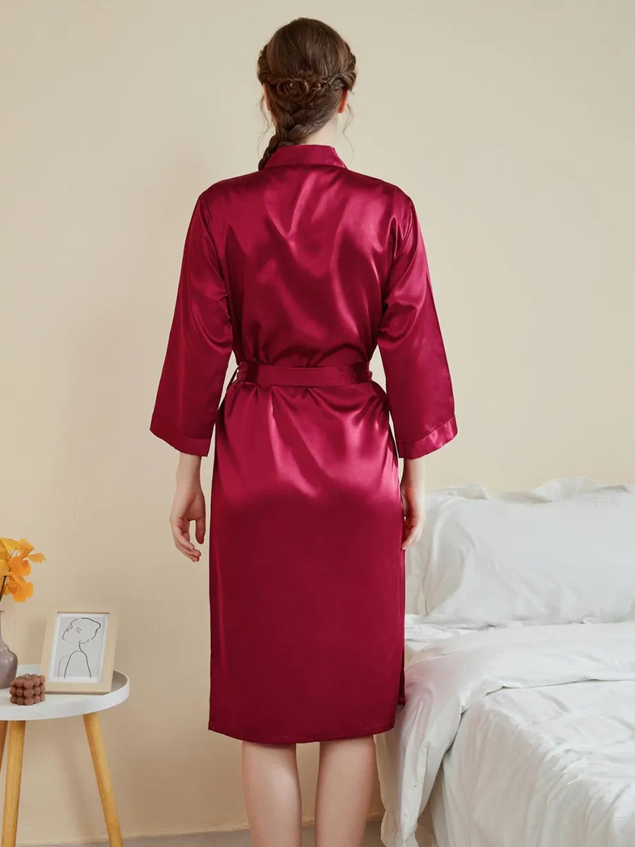 Women's 3/4 Sleeves Knee-Length Solid Colored Casual Robes sold by Lavetir product image thumbnail 2