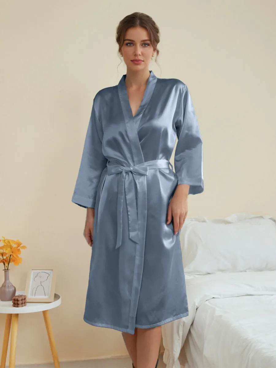 Women's 3/4 Sleeves Knee-Length Solid Colored Casual Robes sold by Lavetir product image thumbnail 3