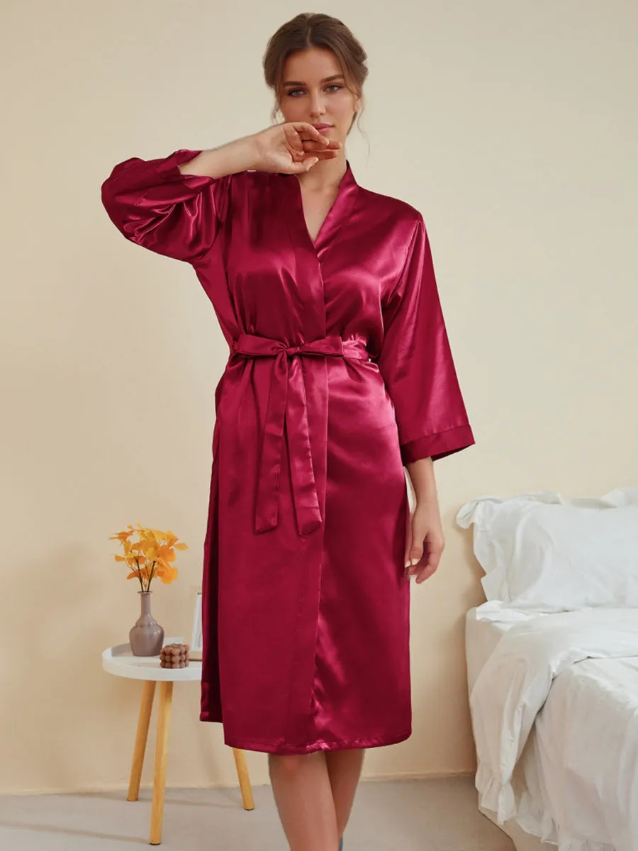 Women's 3/4 Sleeves Knee-Length Solid Colored Casual Robes sold by Lavetir