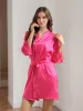 Women's Long Sleeves Short/Mini Solid Colored Lace Elegant Robes sold by Lavetir