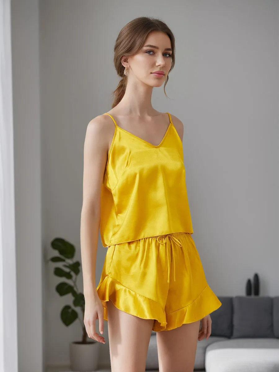 Short/Mini Sleeveless Spaghetti Straps Two Pieces Robe Set with Ruffles sold by Lavetir product image thumbnail 5