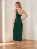 Sheath/Column One-Shoulder Ankle-Length Pleated Formal Dresses with Split Side sold by Lavetir