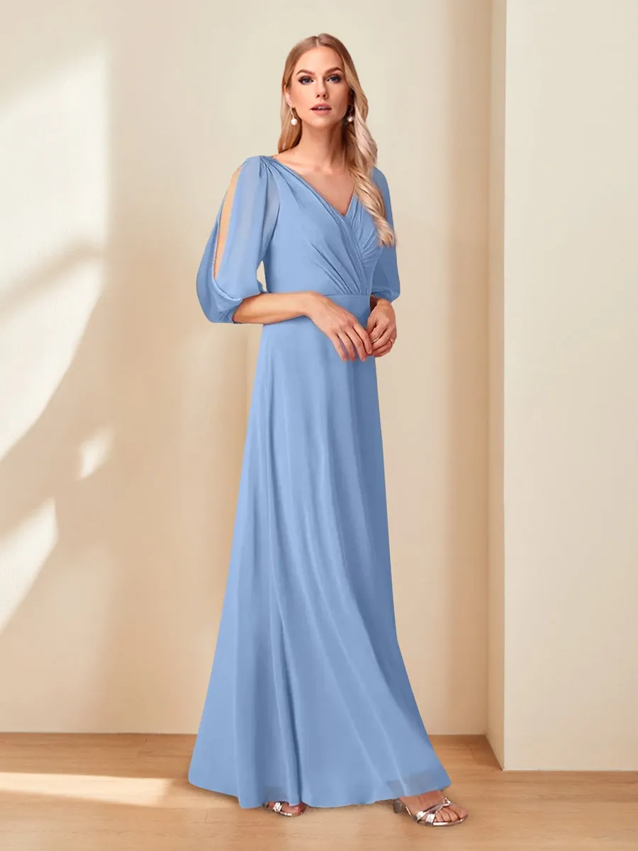 A-Line/Princess V-Neck Half Sleeves Chiffon Mother of the Bride Dresses sold by Lavetir