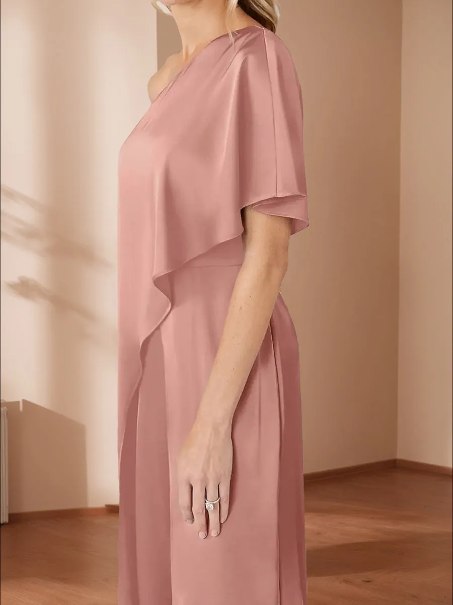 Jumpsuit One-Shoulder Half Sleeves Mother of the Bride Pantsuits sold by Lavetir product image thumbnail 3