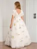 A-Line/Princess Scoop Floor-Length Lace Flower Girl Dresses with Floral Embroidery sold by Lavetir