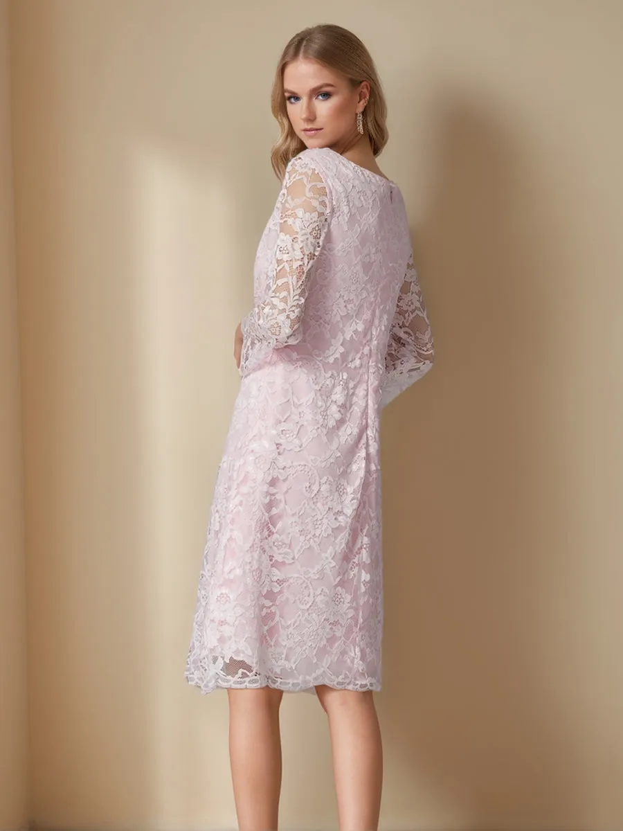 Sheath/Column Scoop Long Sleeves Lace Mother of the Bride Dresses with Jacket sold by Lavetir product image thumbnail 2