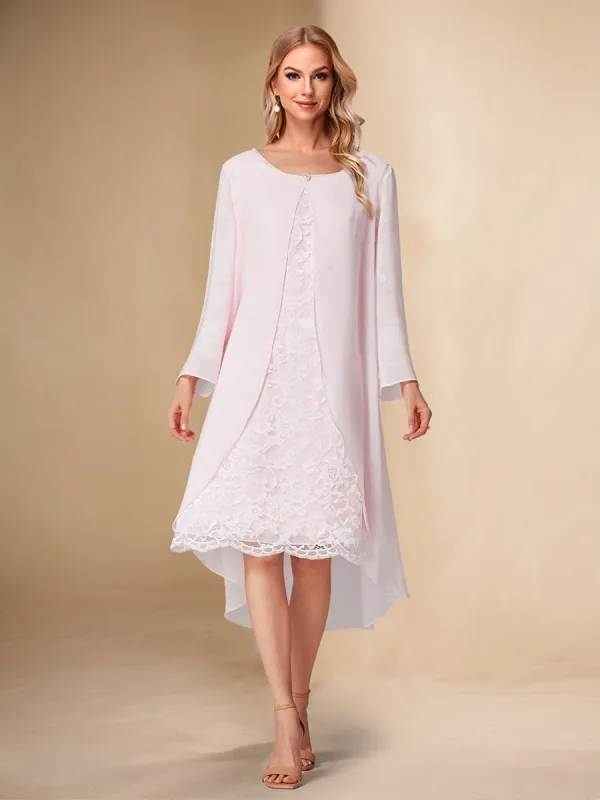 Sheath/Column Scoop Long Sleeves Lace Mother of the Bride Dresses with Jacket sold by Lavetir