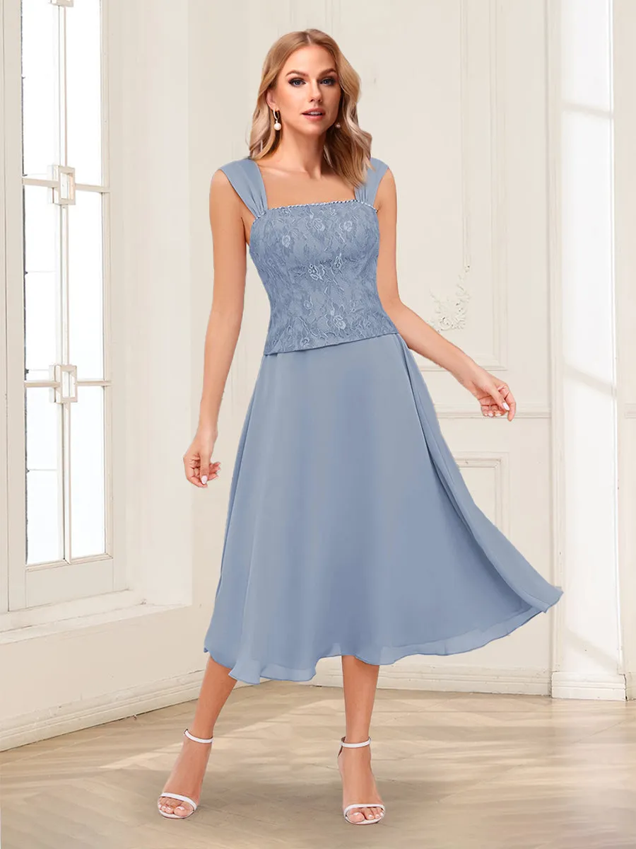 A-Line/Princess Square Neck Mother of the Bride Dresses with Lace Appliques & Jacket sold by Lavetir product image thumbnail 3