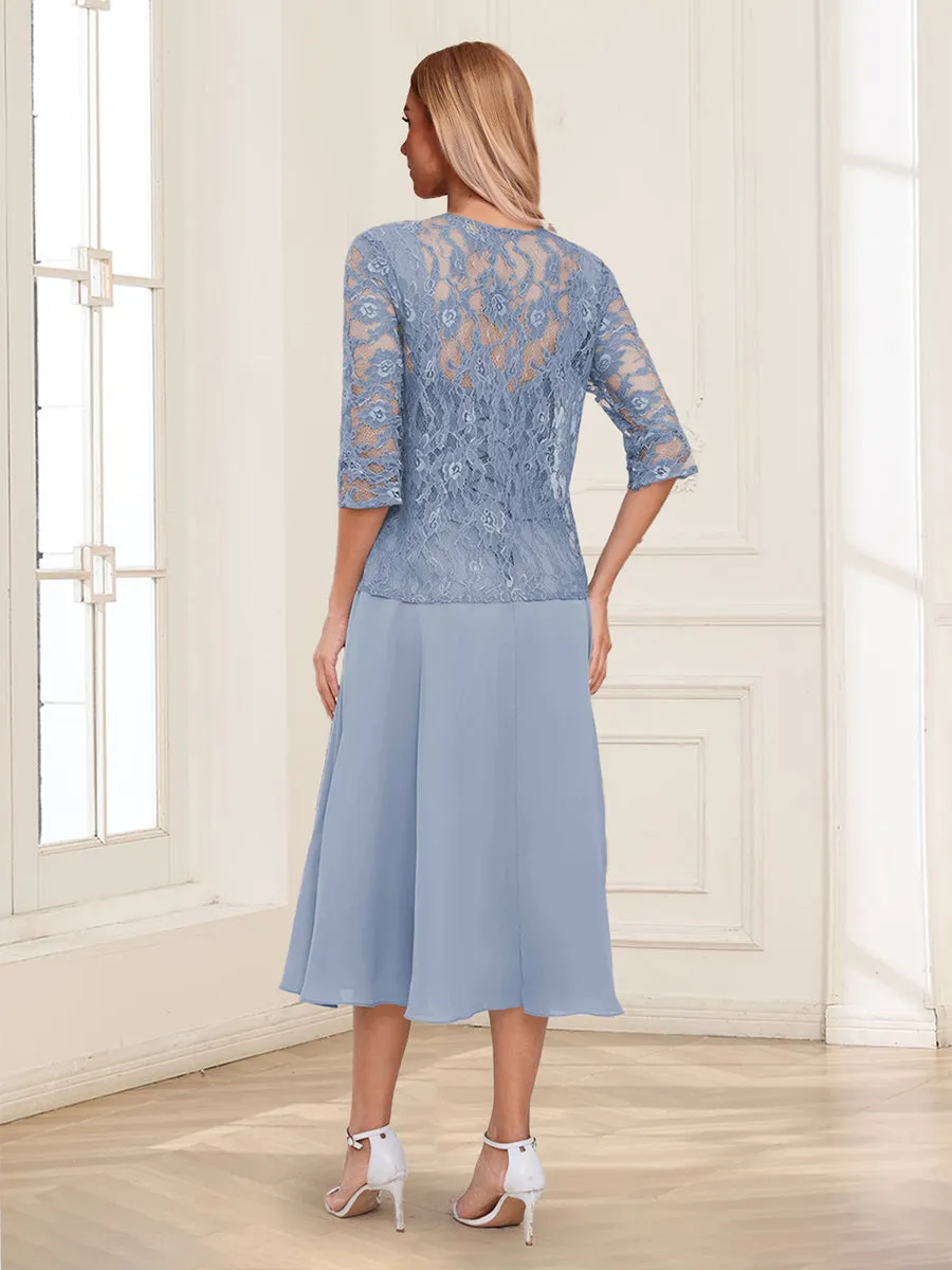 A-Line/Princess Square Neck Mother of the Bride Dresses with Lace Appliques & Jacket sold by Lavetir product image thumbnail 2