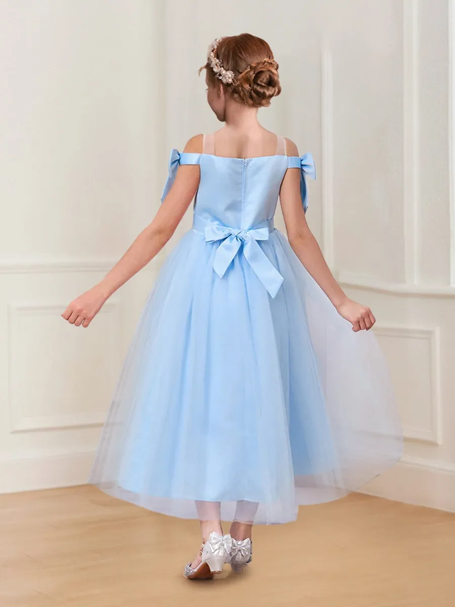 Ball-Gown/Princess Off-the-Shoulder Beaded Tulle Girl Party Dresses with Bow sold by Lavetir product image thumbnail 2