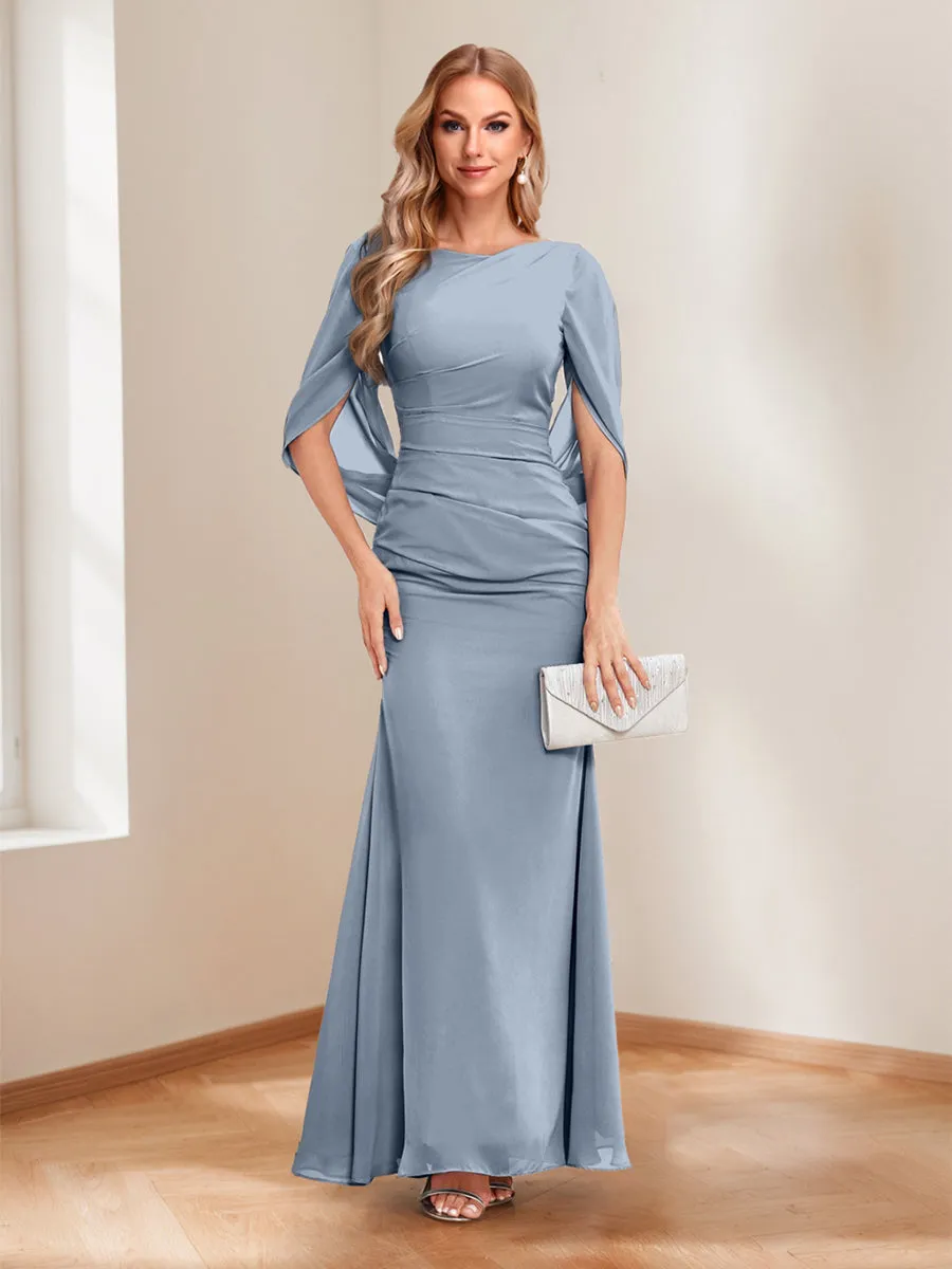 Trumpet/Mermaid Cowl Neck Long Ruched Mother of the Bride Dresses with Ruffles sold by Lavetir