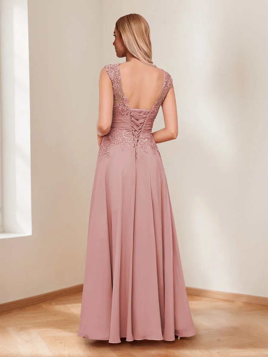 A-Line/Princess V-Neck Ruched Mother of the Bride Dresses with Beading & Appliques sold by Lavetir product image thumbnail 2