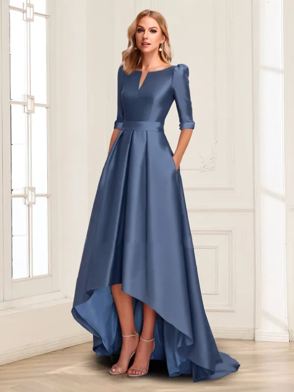 A-Line/Princess V-Neck 1/2 Sleeves Asymmetrical Mother of the Bride Dresses with Pockets sold by Lavetir