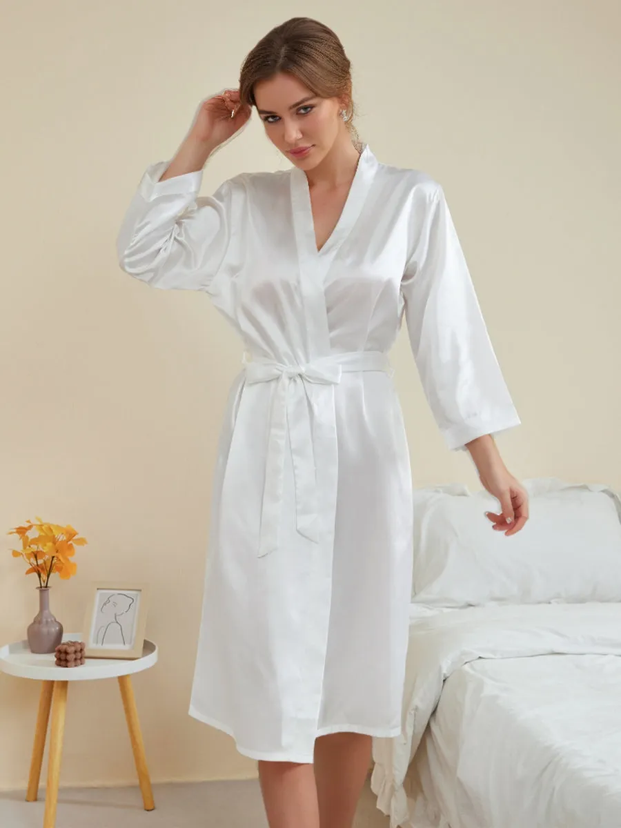 Women's 3/4 Sleeves Knee-Length Solid Colored Casual Robes sold by Lavetir product image thumbnail 5