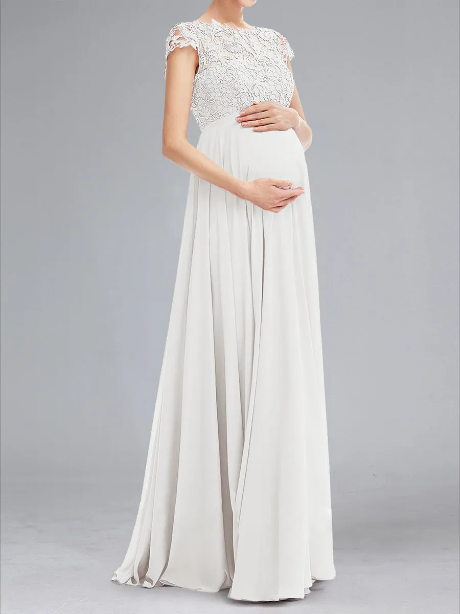 A-Line/Princess Scoop Lace Floor-Length Maternity Dresses with Appliques sold by Lavetir product image thumbnail 4