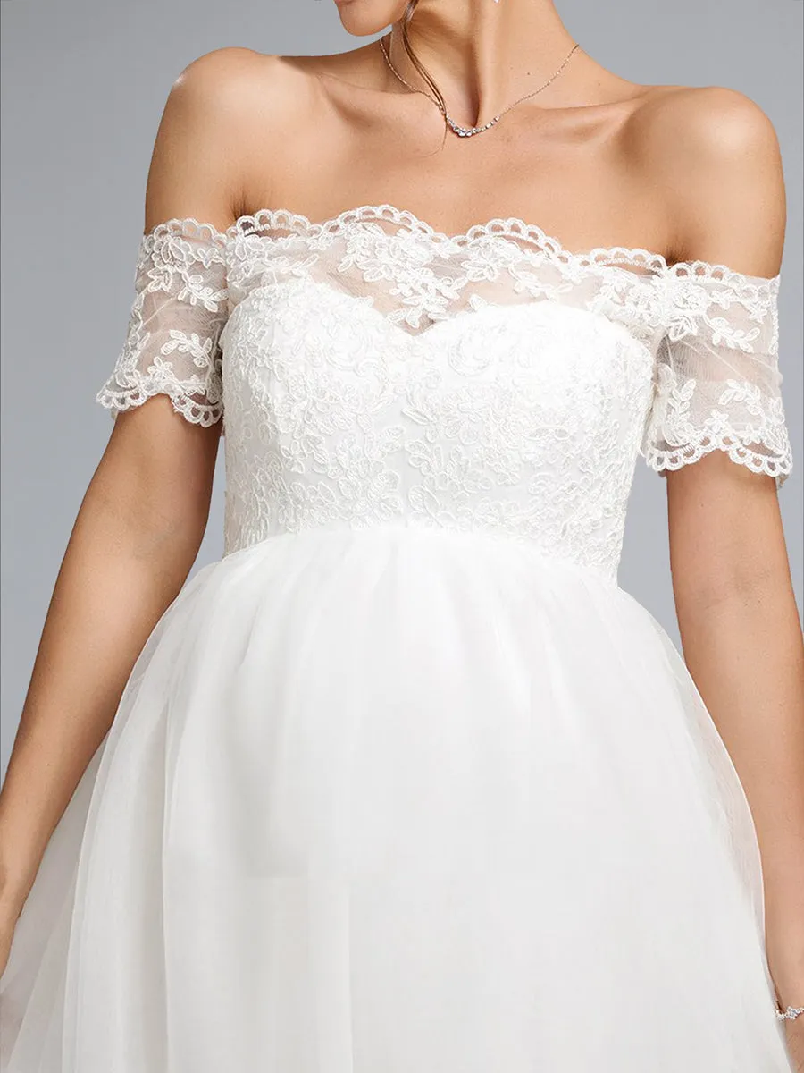 Ball Gown Off-the-Shoulder Maternity Dresses with Lace Appliques sold by Lavetir product image thumbnail 3