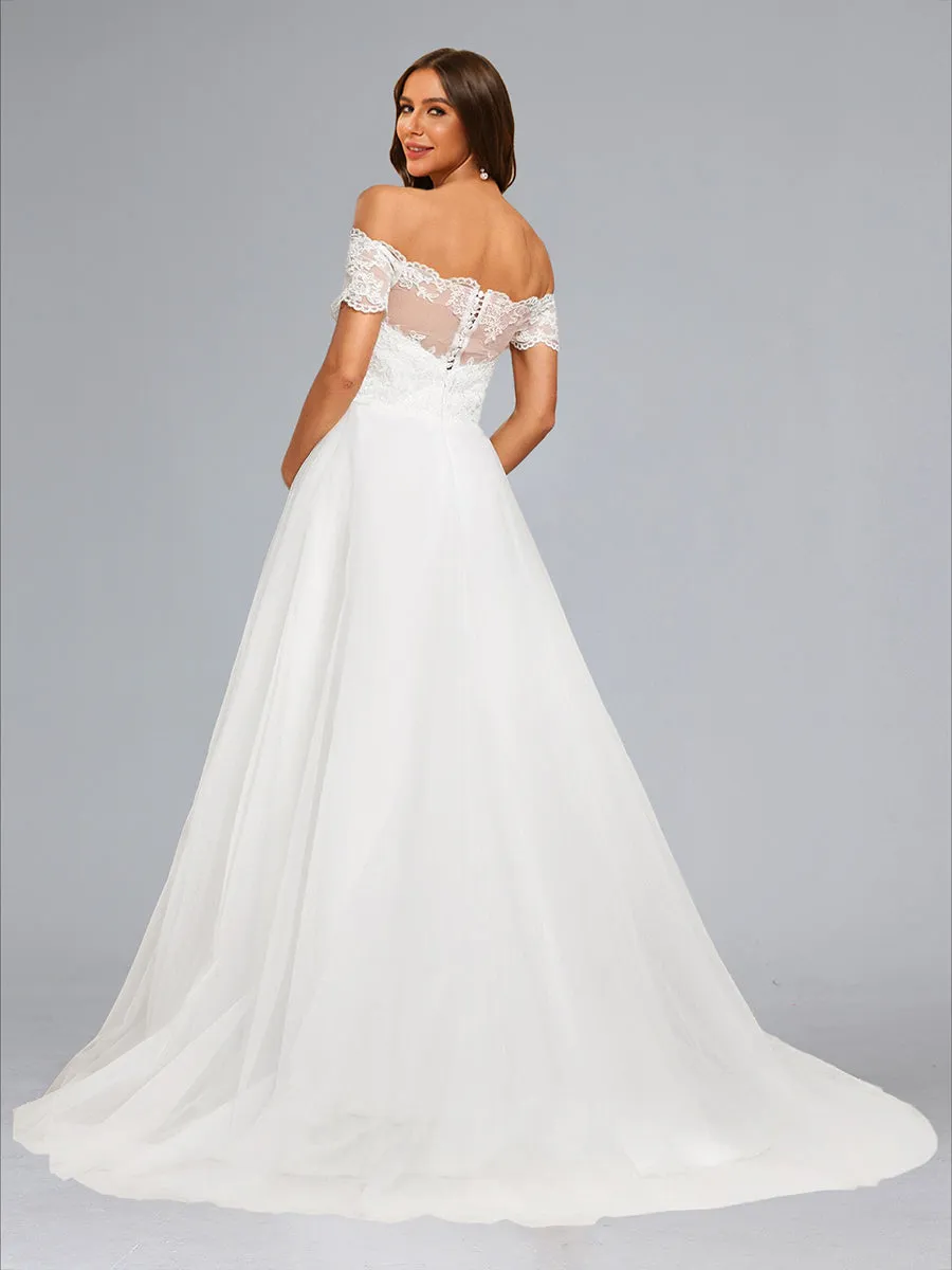 Ball Gown Off-the-Shoulder Maternity Dresses with Lace Appliques sold by Lavetir product image thumbnail 2