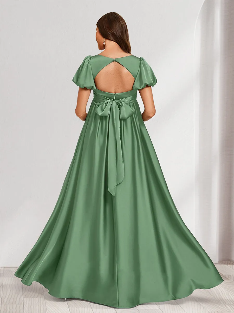 A-Line/Princess V-Neck Ruched Short Sleeves Elegant Maternity Dresses with Pleats sold by Lavetir product image thumbnail 2