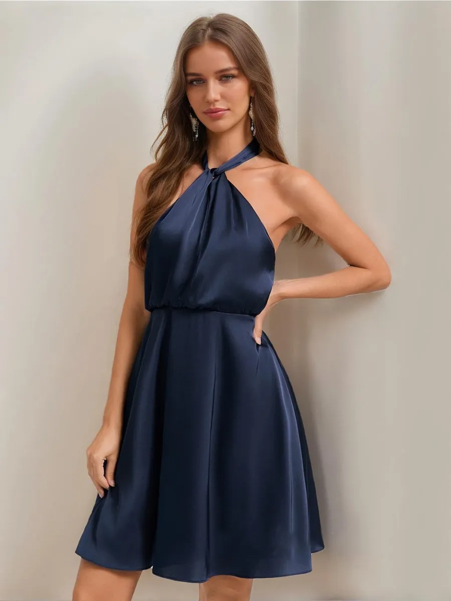 A-Line/Princess Halter Mini Dresses Short Homecoming Dresses sold by Lavetir