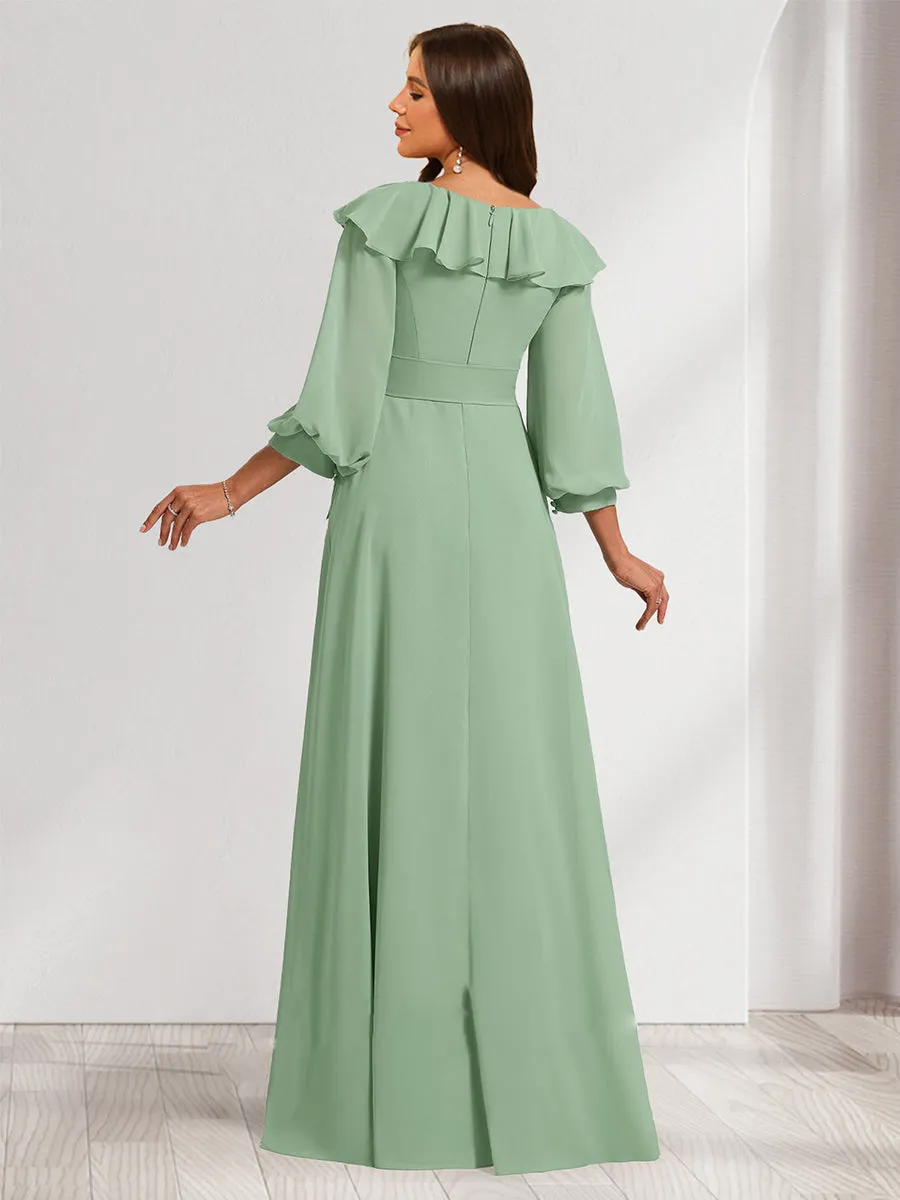A-Line/Princess V-Neck Long Sleeves Maternity Dresses with Ruffles & Bow sold by Lavetir product image thumbnail 2